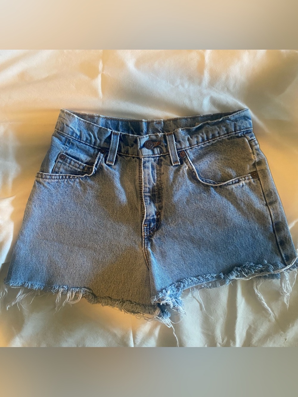Levi's Light Blue High-Waist Distressed Denim Shorts